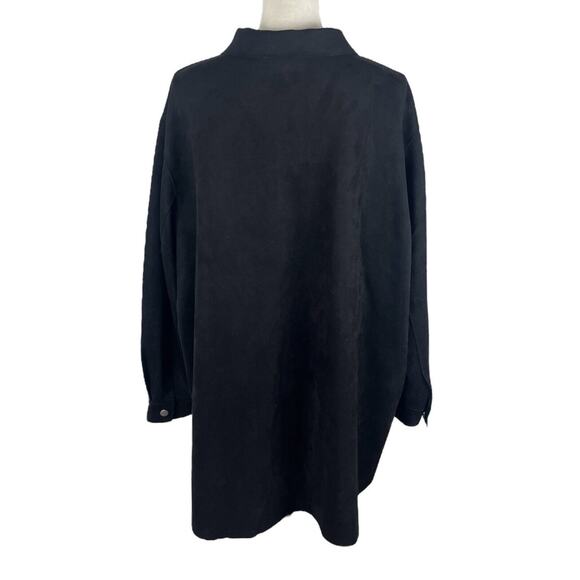 MarlaWynne Black Snap Button Shacket Tunic Shirt Faux Suede Plus Size 2X NEW - Picture 3 of 8